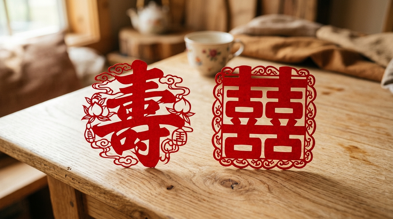 Shou and Xi Paper Cutting Templates: Longevity and Double Happiness