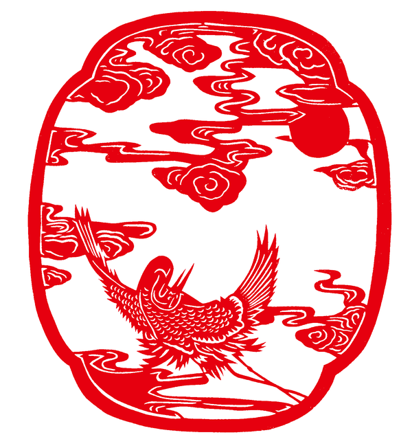 Crane paper-cutting template