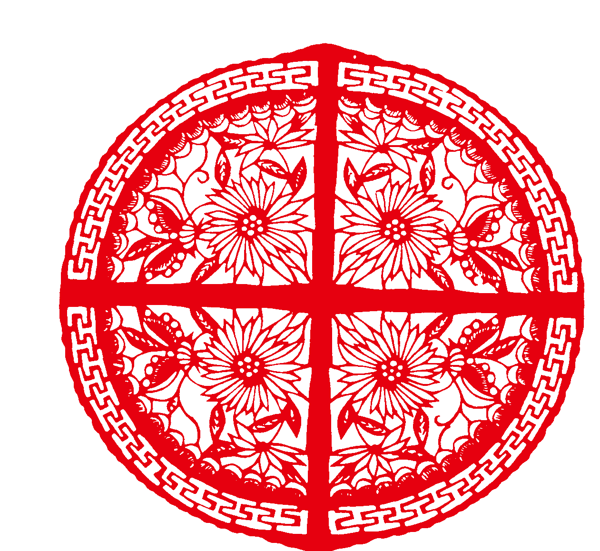 Round floral medallion paper-cutting template