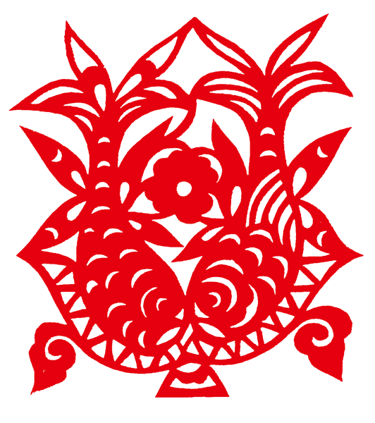 Flower basket paper-cutting template
