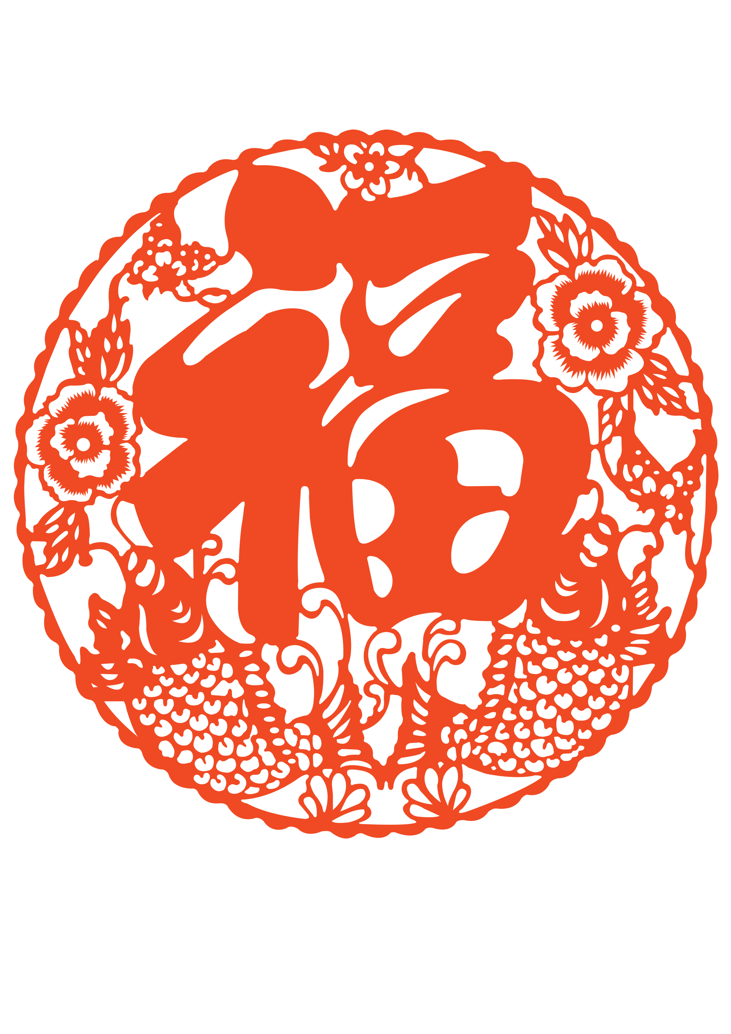 Window flower Fu paper-cutting template