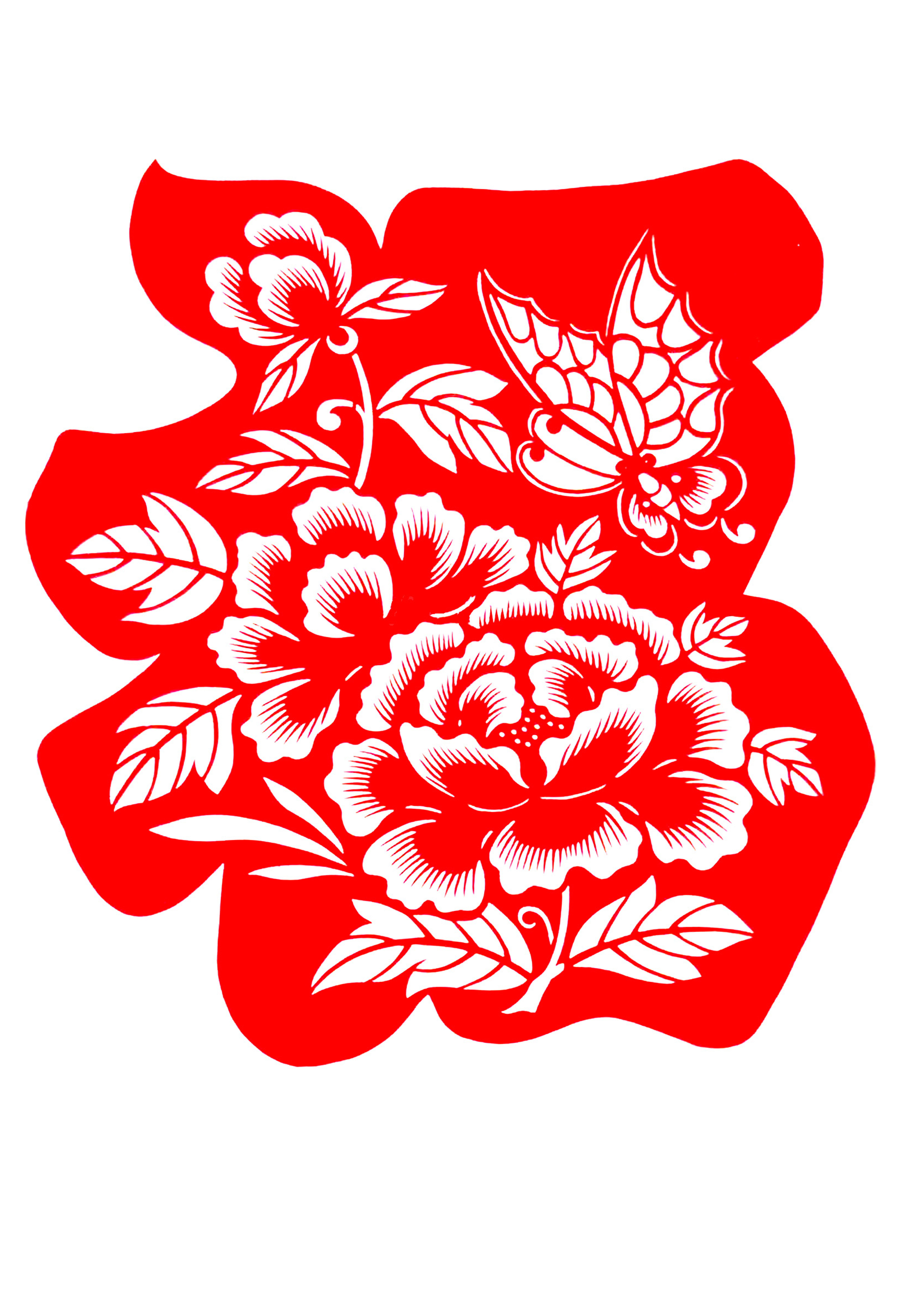 Bold single Fu character paper-cutting template